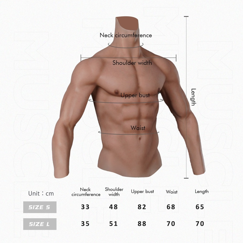 Oil-Free Silicone Muscle Suit Long Sleeve 8G for Crossdresser