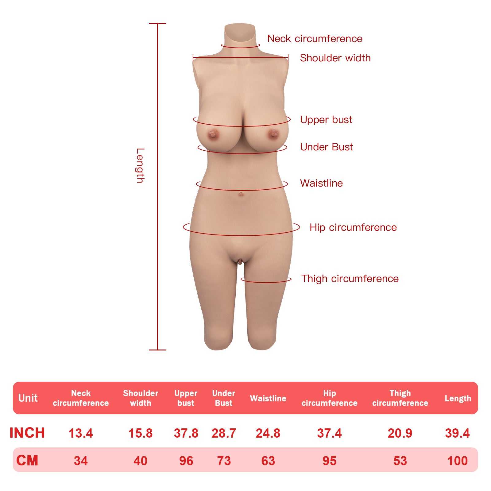 G Cup Silicone Bodysuit with Zipper 4G